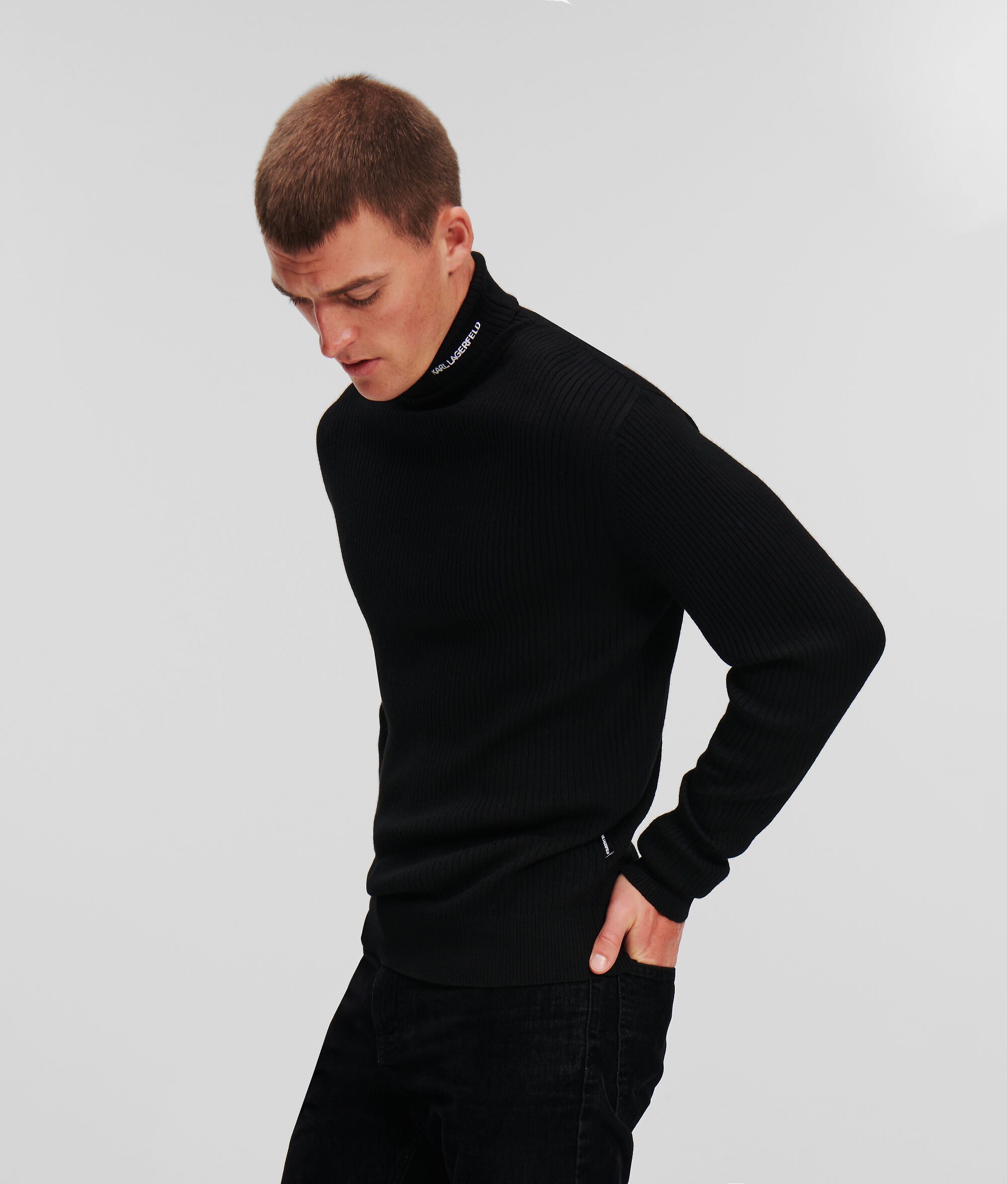 (image for) Unique Influence KARL LOGO RIB-KNIT TURTLENECK